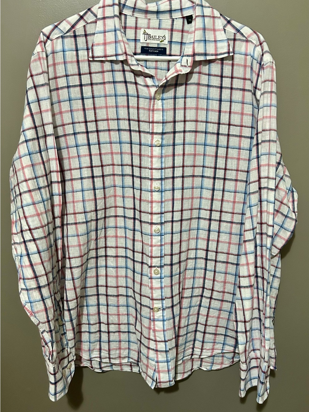 TJ Bailey’s White Plaid Button-Up Shirt with Blue & Pink Checks